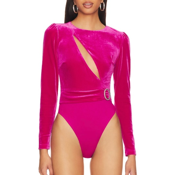 Superdown Charlotte Cut Out Bodysuit In Hot Pink - Picture 1 of 6